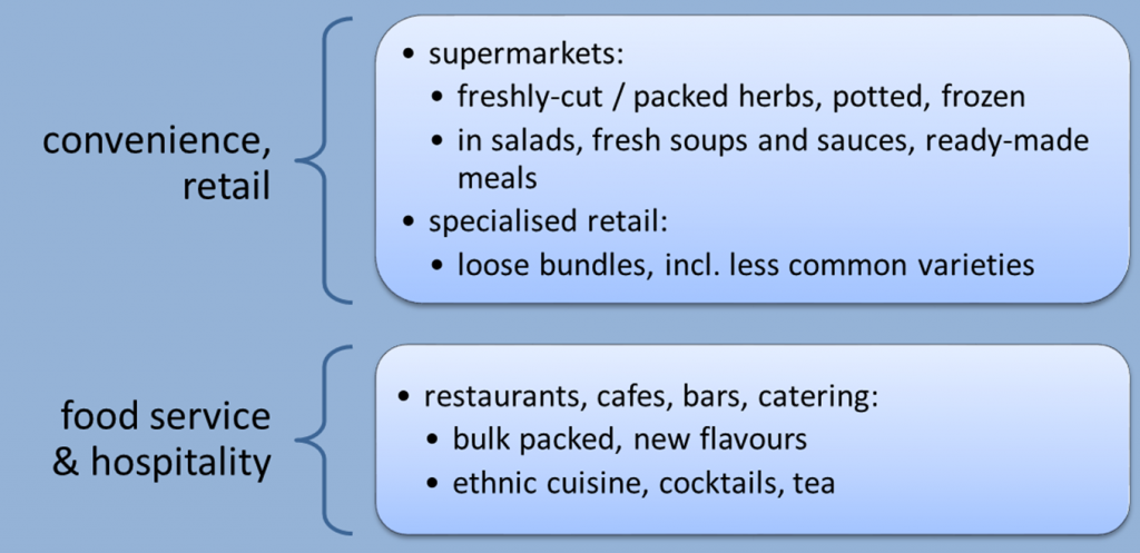 Market segments for fresh herbs