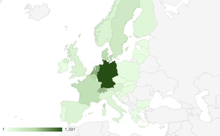 Geographical distribution of ASC-certified products