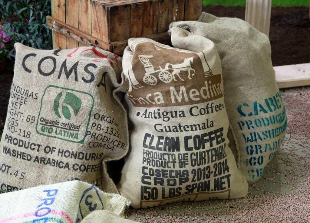 Examples of green coffee labelling