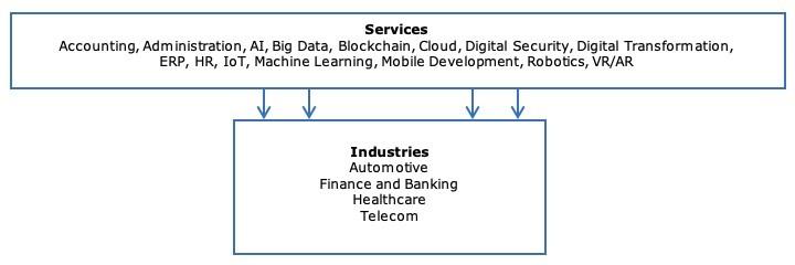 Horizontal and vertical market segments for software 