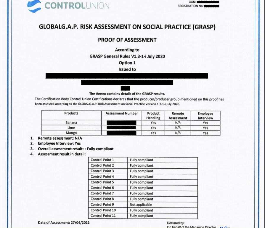 Fully compliant GRASP certification 