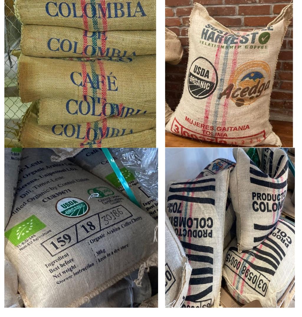 Examples of green coffee labelling