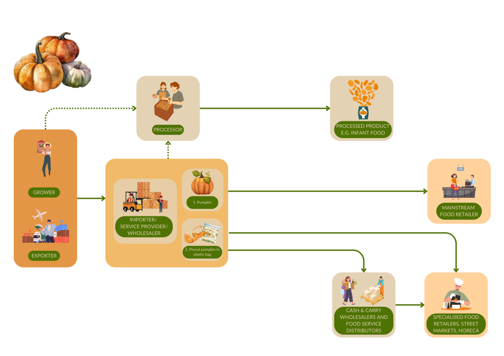 Market channels for fresh pumpkins to Europe