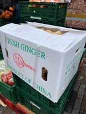 Fresh ginger from China sold in a Dutch street market