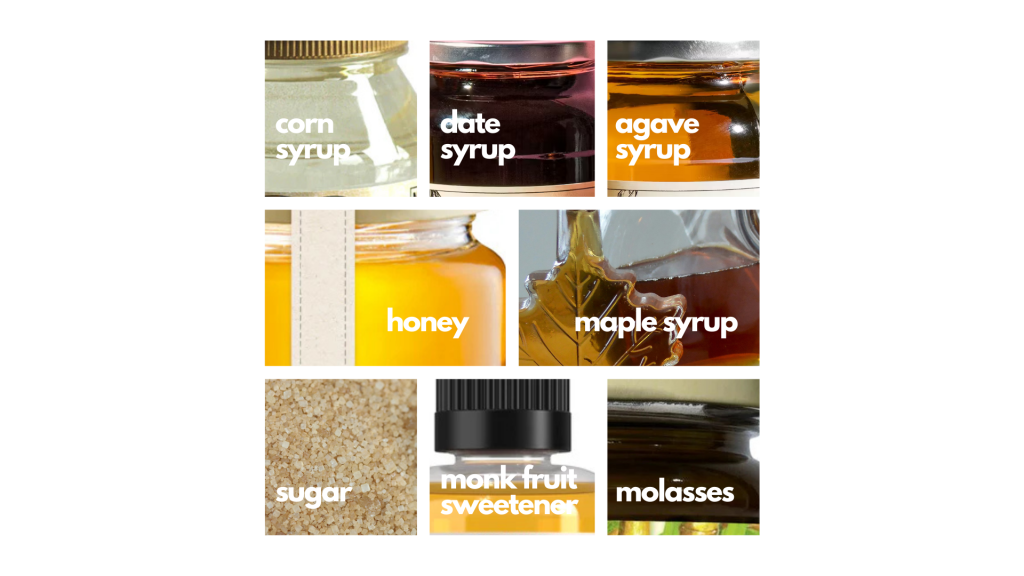 Examples of syrups and sweeteners competing with honey