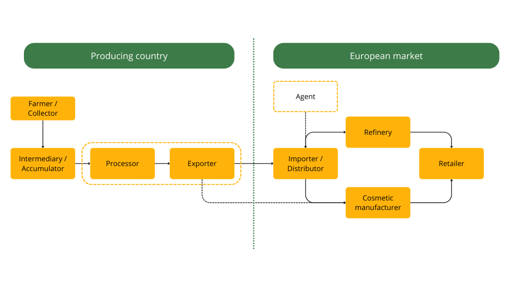 Main European distribution channels for rosehip oil