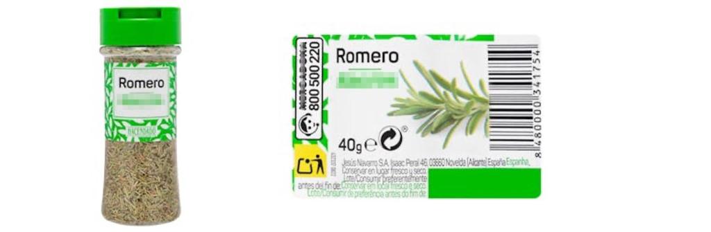 Consumer label of dried rosemary in the Spanish market