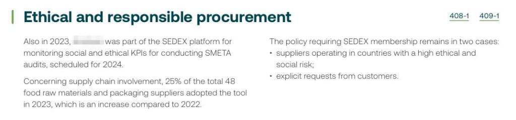 Example of an annual update on ethical and responsible procurement