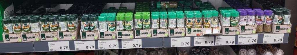 Figure 5: Dried thyme, the most prominent herb on the dried herb shelf of ALDI Nord