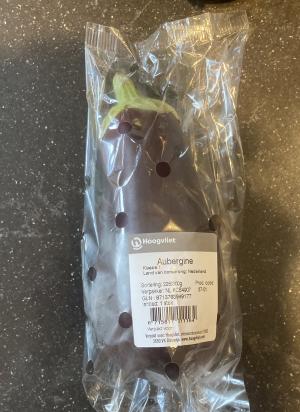 Example of aubergine in a perforated flow pack