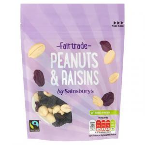 Example of a Fairtrade peanuts and raisins package in the United Kingdom