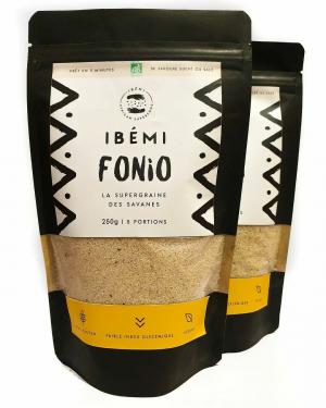 Retail packaging of Fonio from Ibemi Food