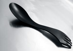 Example of a sporf, a combination of a spoon, fork and knife