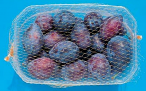 plastic baskets inside a net