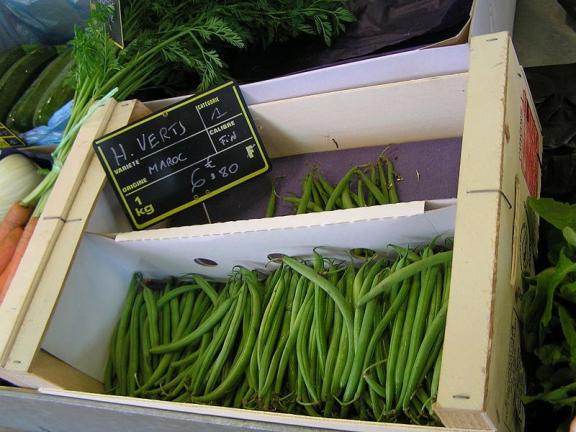 Example of green haricots verts from Morocco