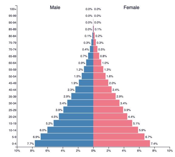 Population pyramids for Africa and Europe