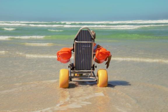Beach-accessible wheelchair