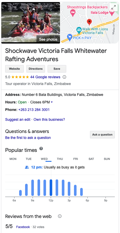Examples of Local Operators’ Google Business Profiles