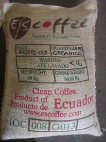 Example of green coffee labelling