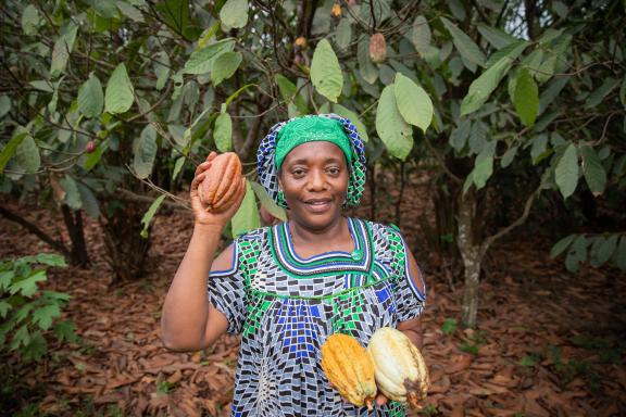 Female farmers run a large share of the cocoa farms in West Africa