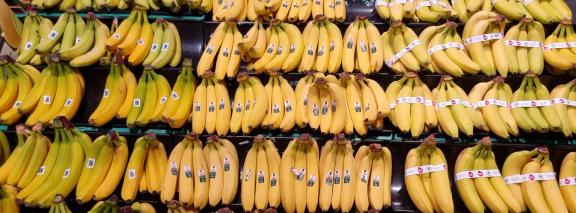 Banana shelf in a Swiss outlet