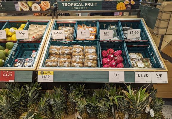 Tropical fruit section at Marks and Spencer