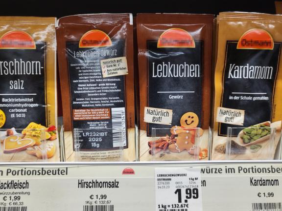  Spice mix for gingerbread dough in a German supermarket