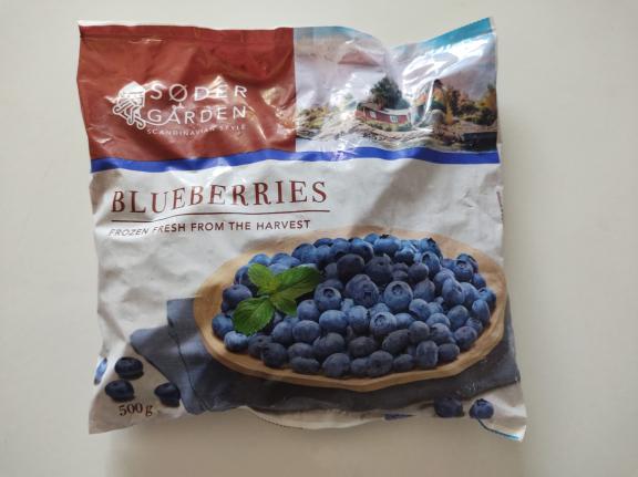 Frozen blueberries sold in European supermarkets