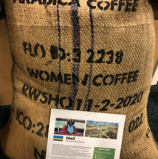 A bag of green coffee in Rwanda