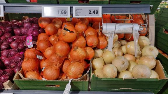 Fresh onions in a German mainstream (discount) supermarket