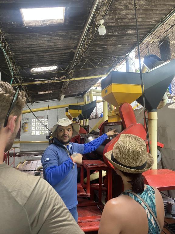 Learning how coffee beans are processed in Colombia