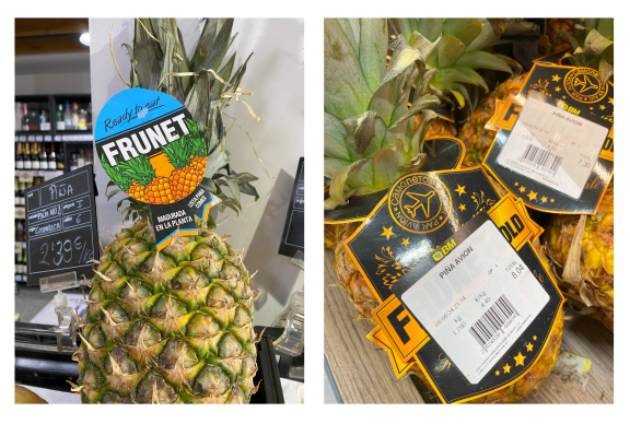  Pineapples at supermarkets in Spain