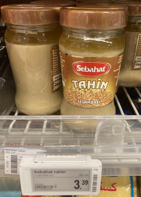 Example of tahini sold in a Dutch supermarket