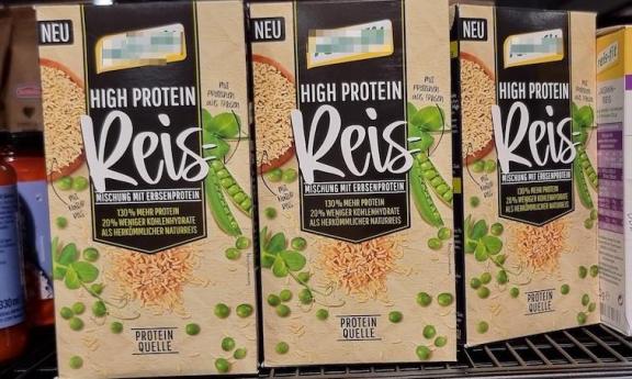 High-protein rice in a German supermarket