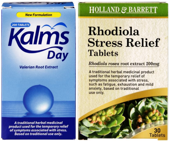 Examples of herbal medicinal products for stress relief 