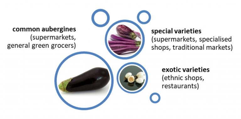 Market segments for aubergines