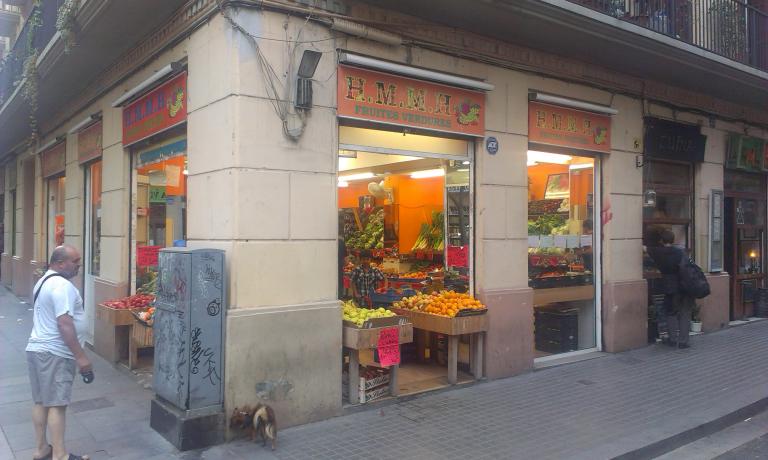 Examples of local fruit and vegetable shops in Barcelona