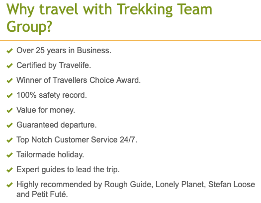 Reasons to travel with Trekking Team Group