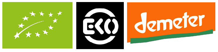 EU organic label, the EKO label and Demeter logo for biodynamic products