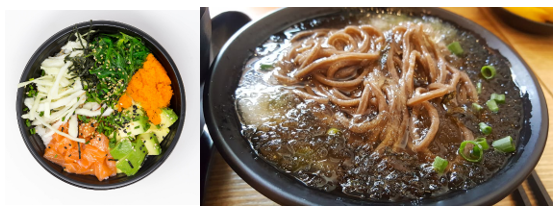 Sample of seaweed-based dishes in Europe