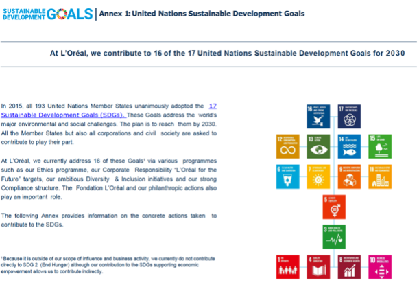 L’Oreal and the Sustainable Development Goals