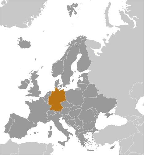 Location of Germany in Europe