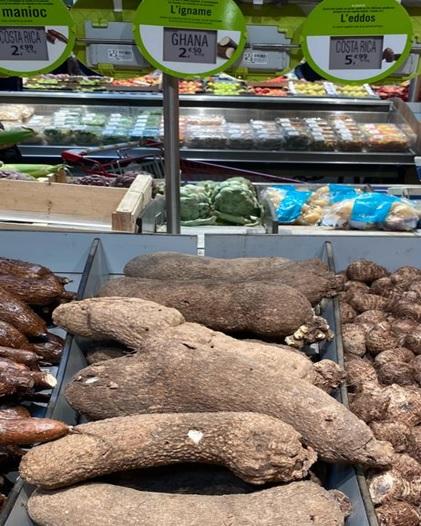 Ghanaian yams sold in Grand Frais supermarket (France)