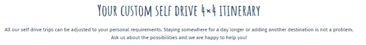 Selfdrive4x4 note on personalising itineraries
