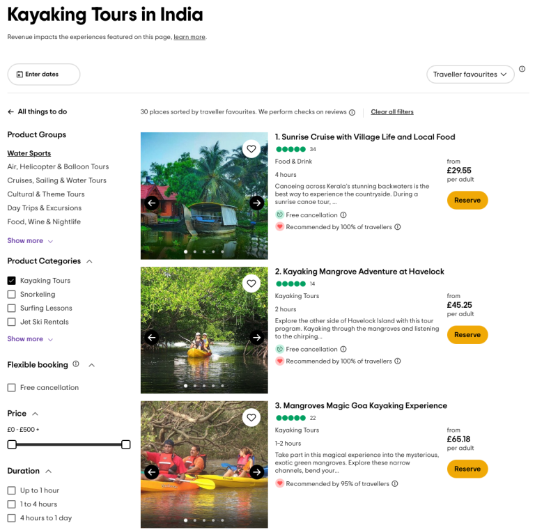 Kayaking tours in India on Tripadvisor