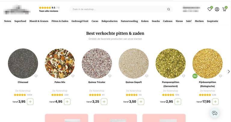 Example of a healthy food ingredients webshop from the Netherlands