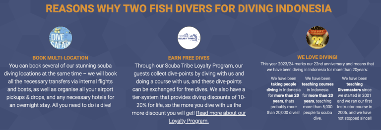 Reasons to choose Two Fish Divers