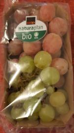 Example of organic grapes in carton punnet, sold by Coop in Switzerland