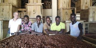 Project participants with cocoa
